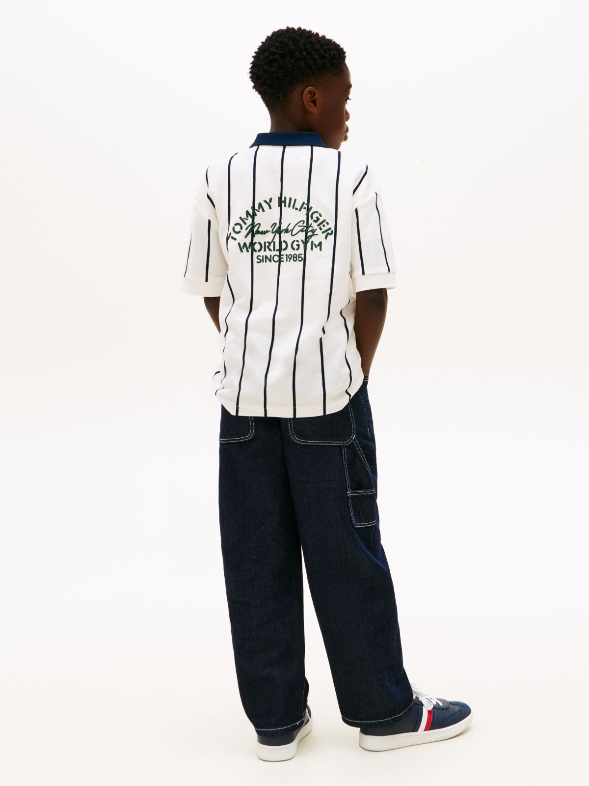 Contrast Collar Embroidery Pique Polo Shirt — White