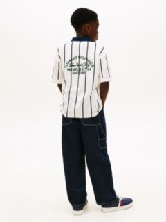 Contrast Collar Embroidery Pique Polo Shirt — White 5