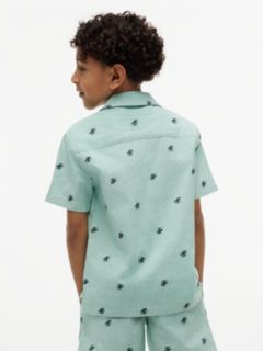 Ithaca Stripe Logo Embroidery Short Sleeve Shirt — Green 4