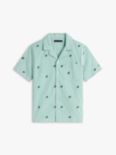 Ithaca Stripe Logo Embroidery Short Sleeve Shirt — Green 5