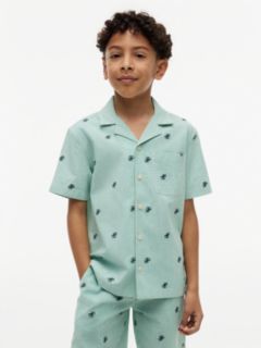 Ithaca Stripe Logo Embroidery Short Sleeve Shirt — Green 1