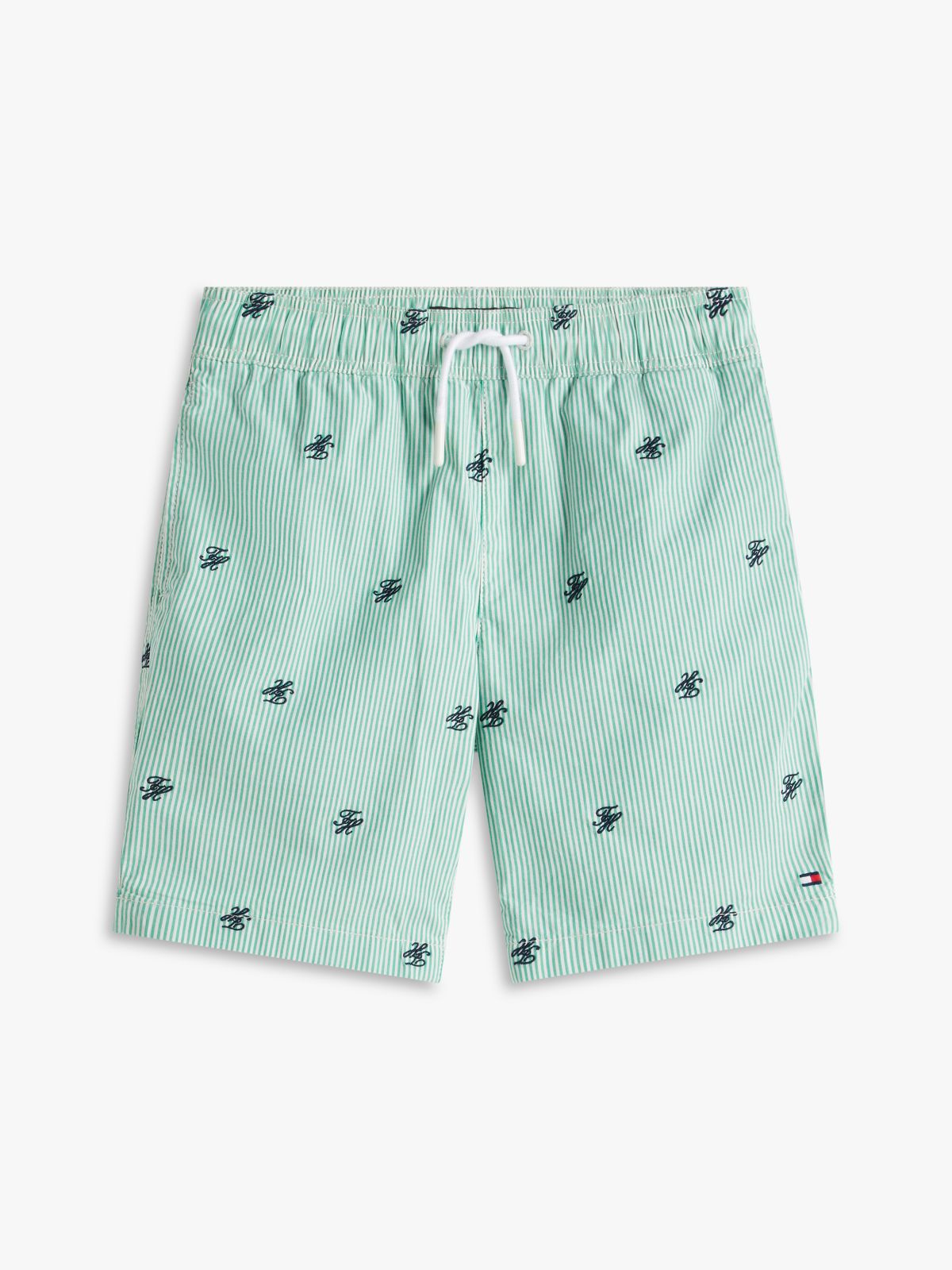Ithaca Stripe Logo Embroidery Relaxed Shorts — Green