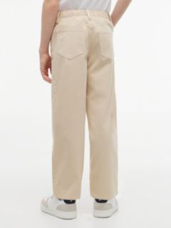 Herringbone Barrel Leg Twill Trousers — Beige 4