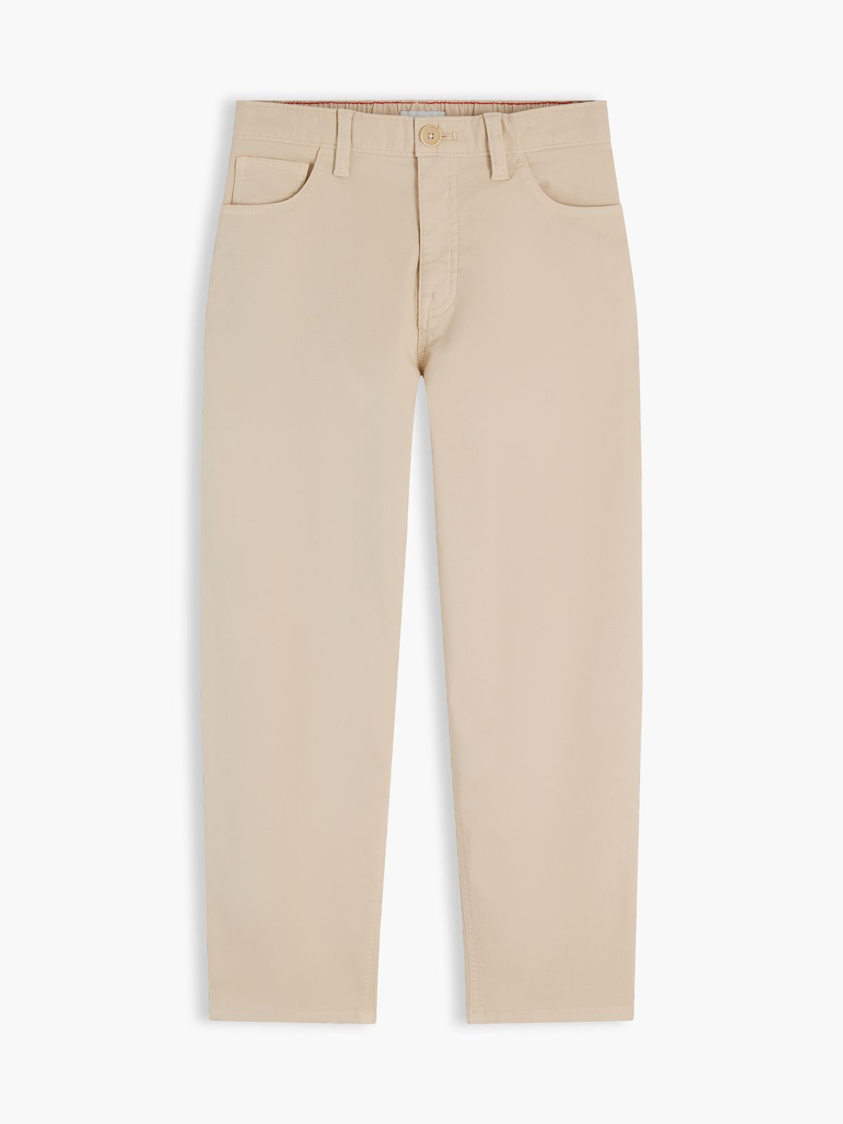 Herringbone Barrel Leg Twill Trousers — Beige