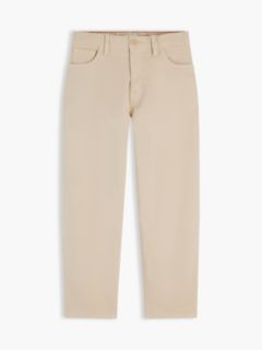 Herringbone Barrel Leg Twill Trousers — Beige 5