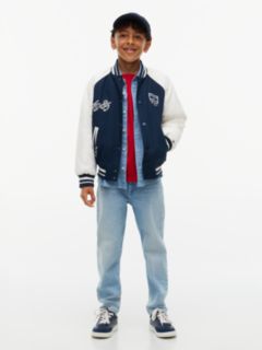 Logo Embroidery Relaxed Bomber Jacket — Blue 2