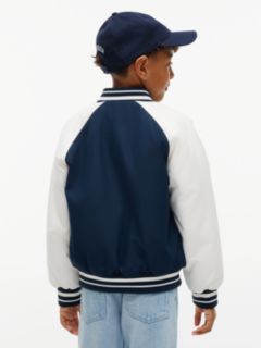 Logo Embroidery Relaxed Bomber Jacket — Blue 4