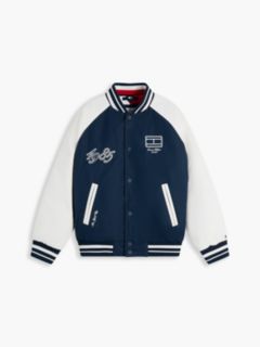 Logo Embroidery Relaxed Bomber Jacket — Blue 5