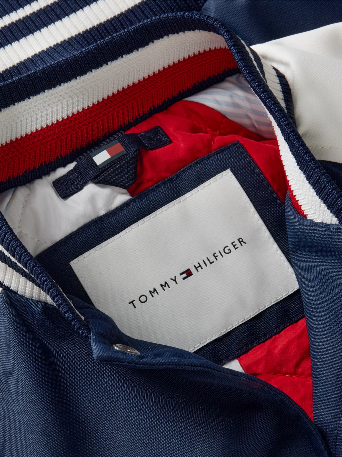 Logo Embroidery Relaxed Bomber Jacket — Blue