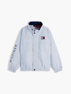 blue stripe logo relaxed regatta jacket for boys tommy hilfiger