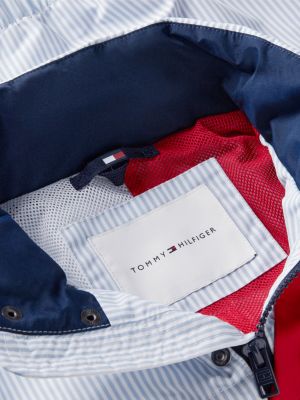 blue stripe logo relaxed regatta jacket for boys tommy hilfiger
