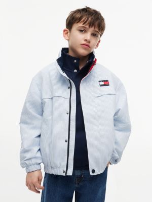 blue stripe logo relaxed regatta jacket for boys tommy hilfiger