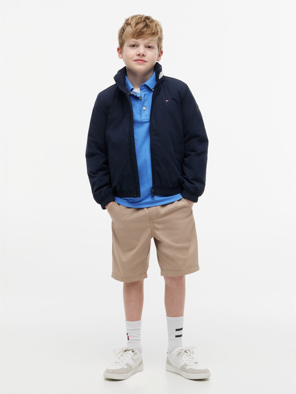 Essential Logo Collar Padded Jacket — Blue