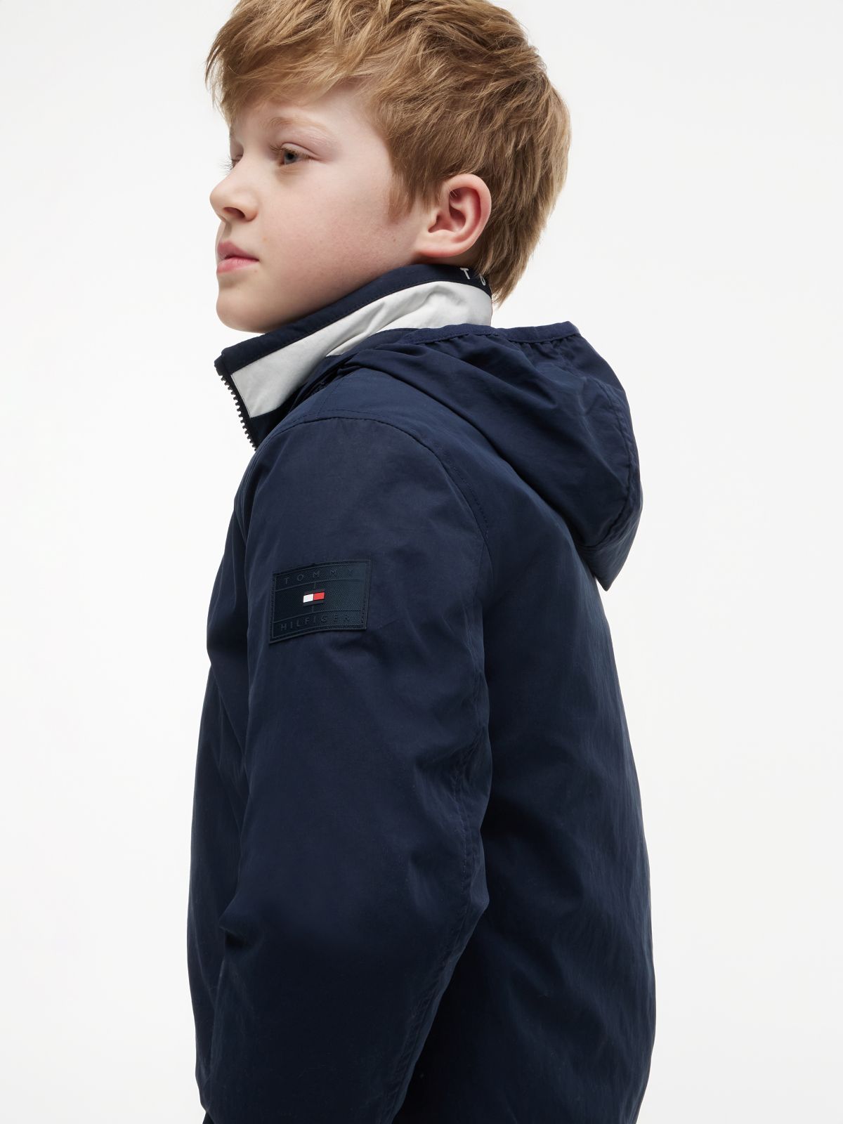 Essential Logo Collar Padded Jacket — Blue
