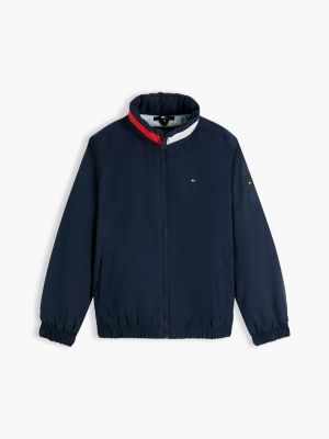 blue essential flag logo collar padded jacket for boys tommy hilfiger