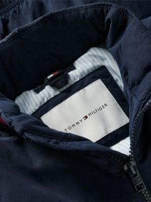 blue essential flag logo collar padded jacket for boys tommy hilfiger