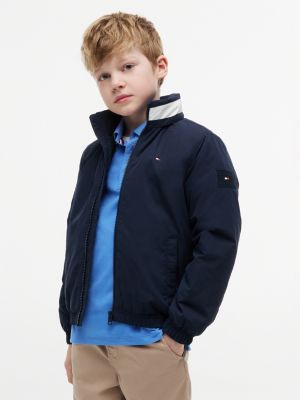 blue essential flag logo collar padded jacket for boys tommy hilfiger