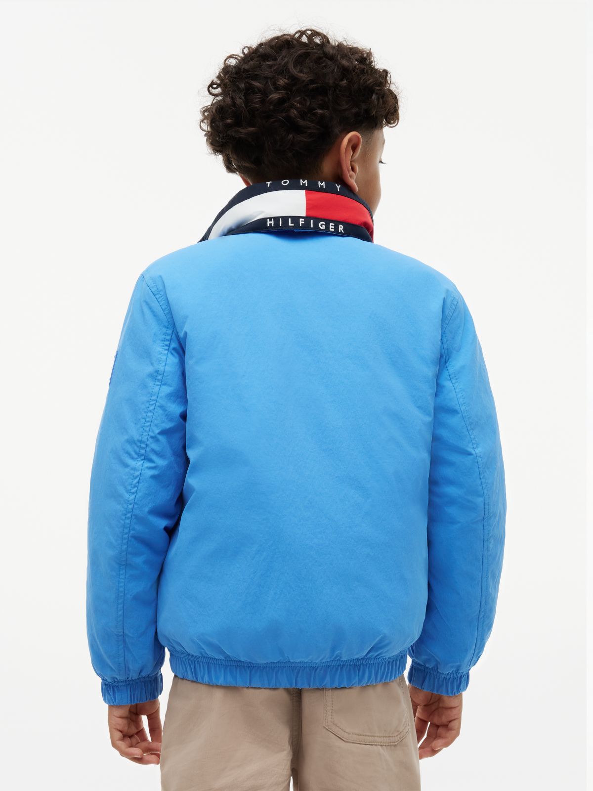 Essential Logo Collar Padded Jacket — Blue