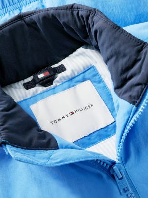blauw essential gewatteerd jack met logokraag voor jongens - tommy hilfiger