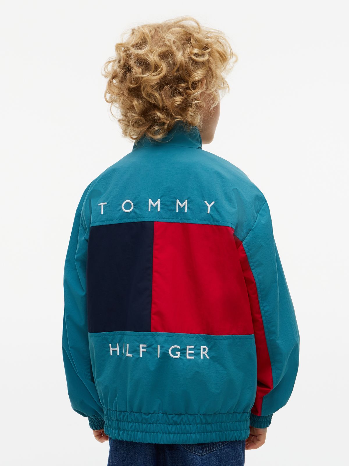 Flag Embroidery Relaxed Jacket — Blue
