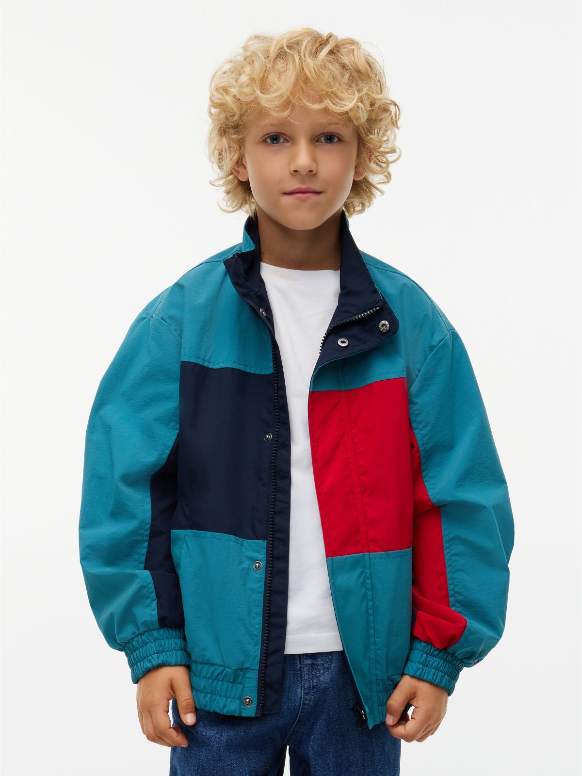 Flag Embroidery Relaxed Jacket — Blue