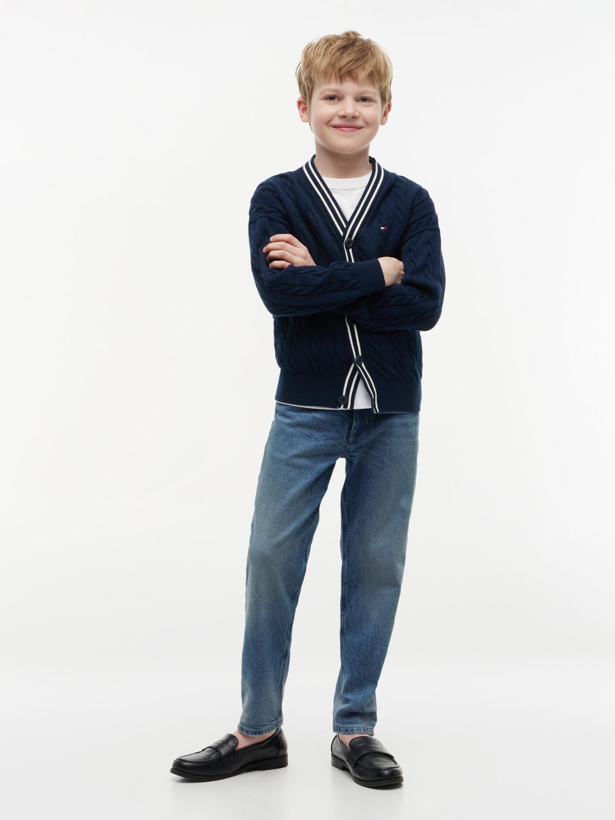 Signature Tape Faded Regular Jeans — Blue