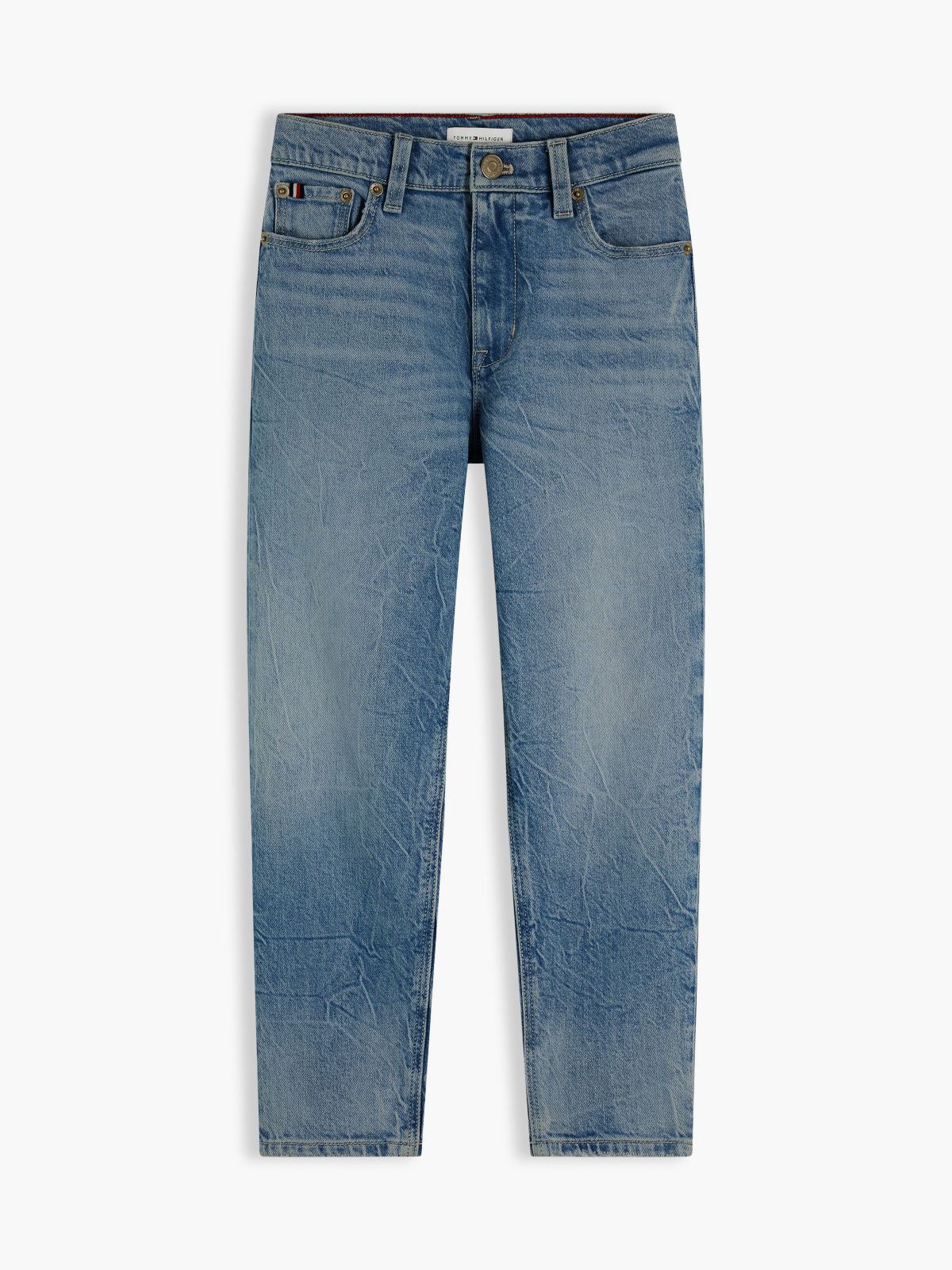 Signature Tape Faded Regular Jeans — Blue