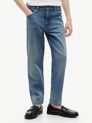 blue signature tape faded regular jeans for boys tommy hilfiger