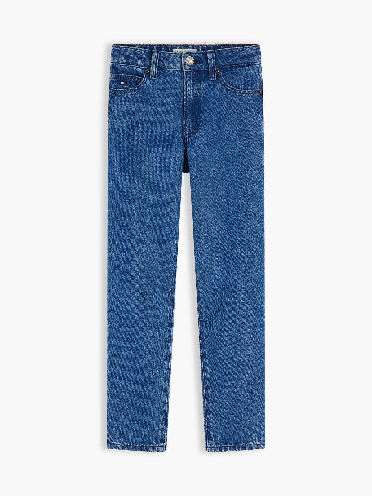 Flag Embroidery Faded Straight Jeans — Blue