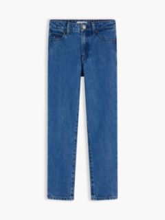 Flag Embroidery Faded Straight Jeans — Blue 5
