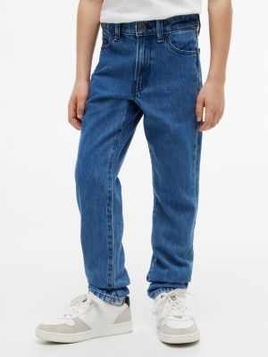 blue flag embroidery faded straight jeans for boys tommy hilfiger
