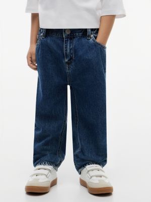 blue elasticated waist wide leg jeans for boys tommy hilfiger