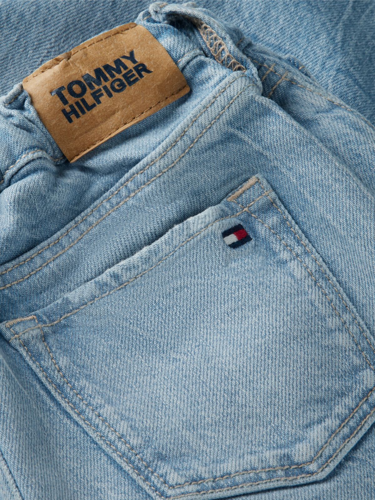 Whiskered Elasticated Waist Wide Jeans — Blue