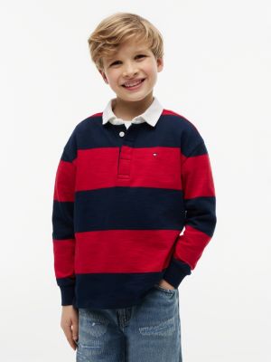 multi regular fit stripe long sleeve polo shirt for boys tommy hilfiger