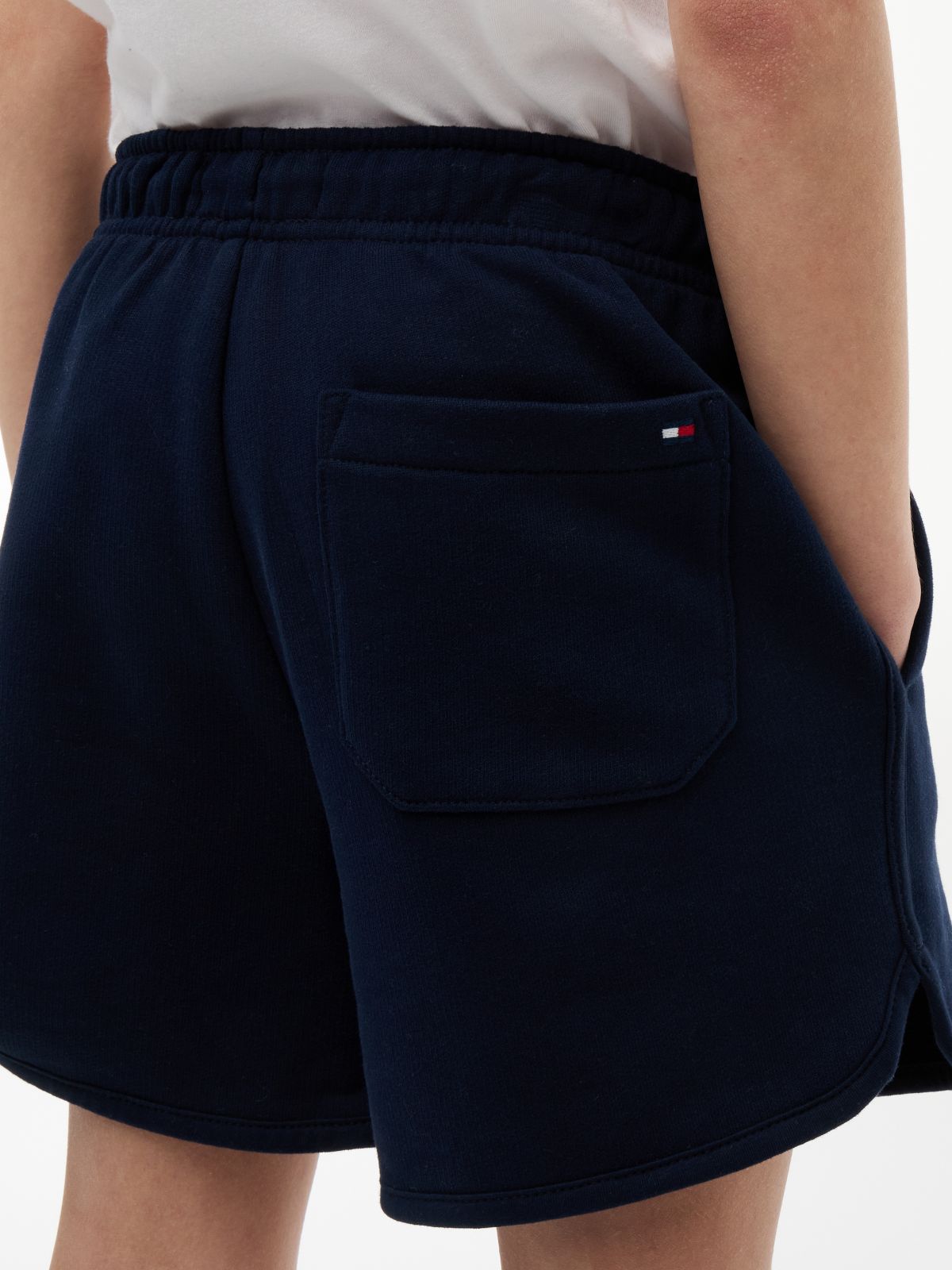 Tonal Flag Logo Terry Sweat Shorts — Blue