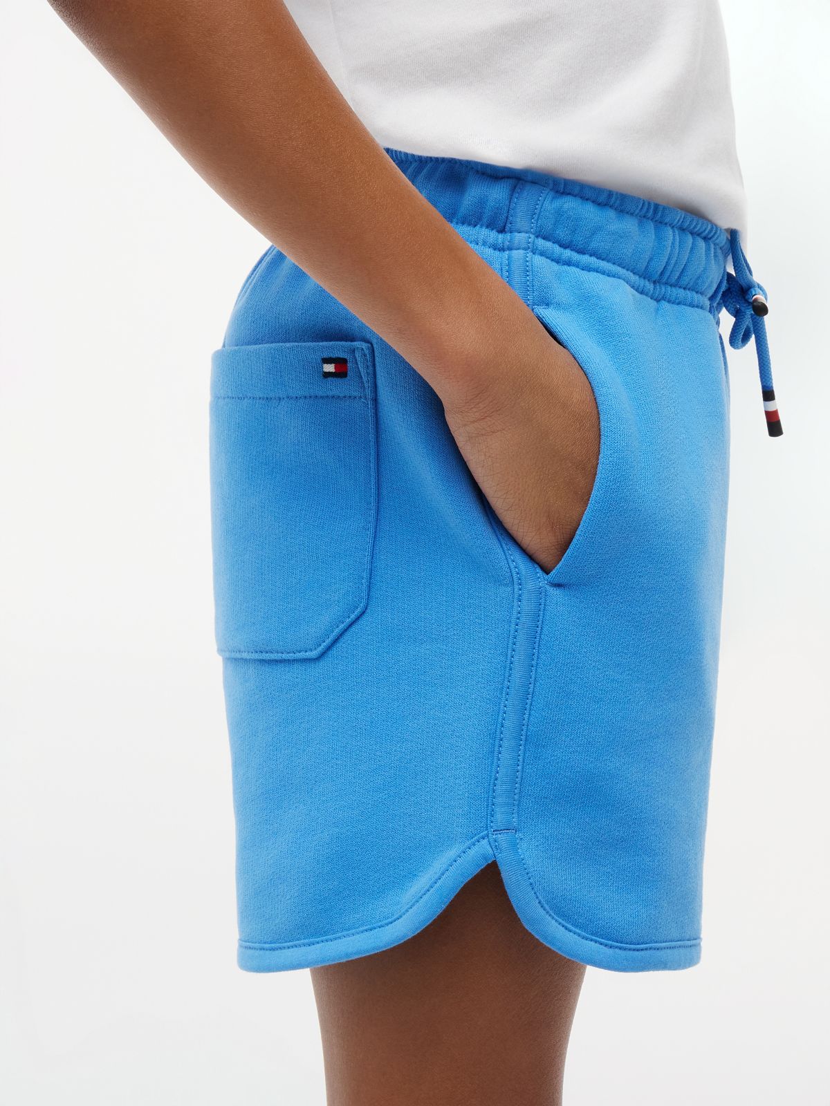 Tonal Flag Logo Terry Sweat Shorts — Blue