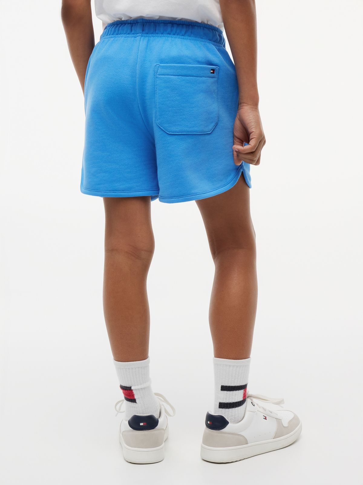 Tonal Flag Logo Terry Sweat Shorts — Blue