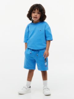 Graphic Terry Wide Leg Sweat Shorts — Blue 2