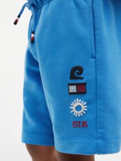 Graphic Terry Wide Leg Sweat Shorts — Blue 3