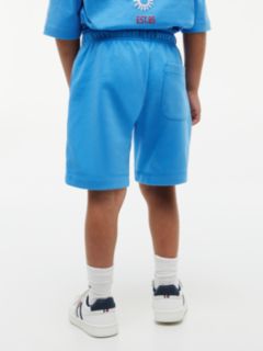 Graphic Terry Wide Leg Sweat Shorts — Blue 4