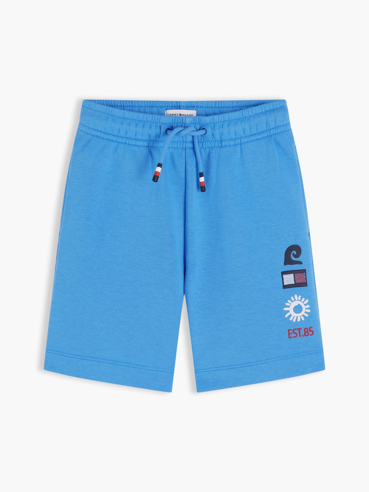 Graphic Terry Wide Leg Sweat Shorts — Blue
