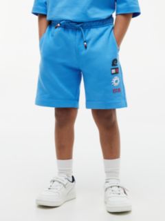 Graphic Terry Wide Leg Sweat Shorts — Blue 1