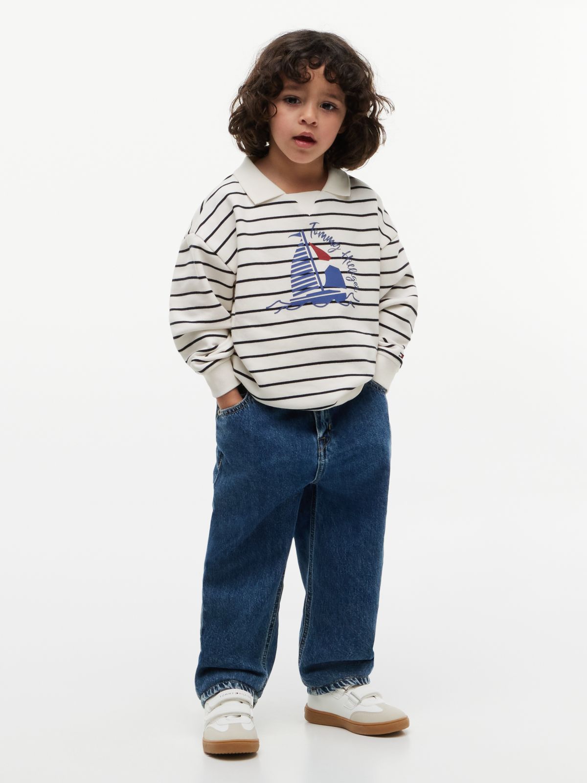 Logo Graphic Polo Collar Sweatshirt — Multi