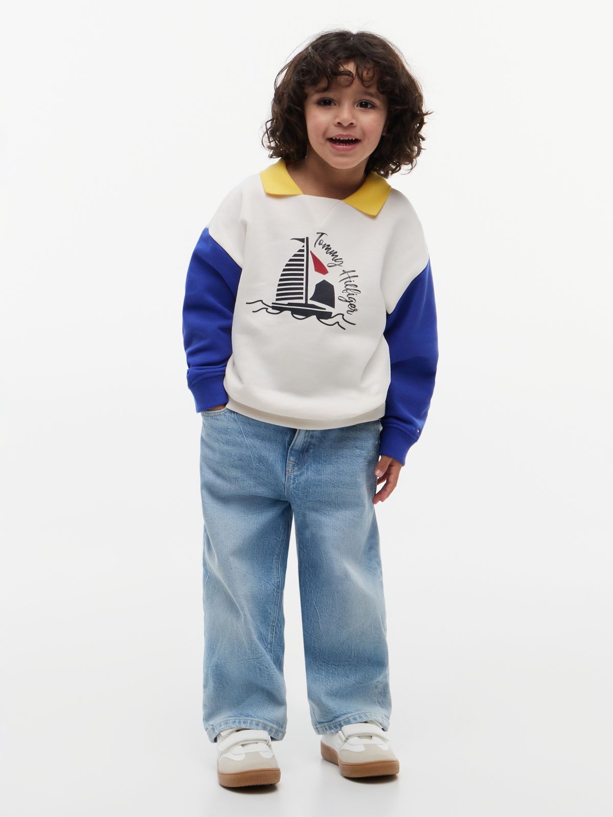 Logo Graphic Polo Collar Sweatshirt — Multi
