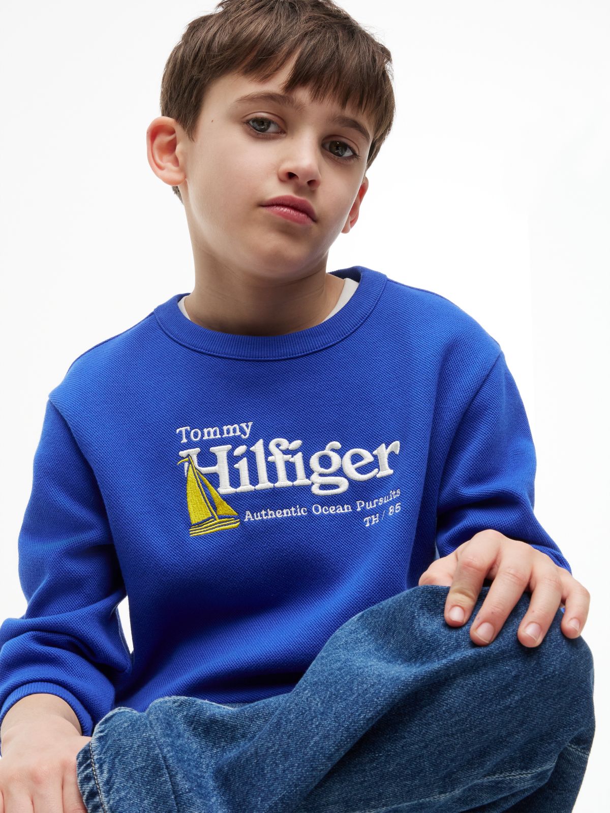 Logo Interlock Pique Sweatshirt — Blue