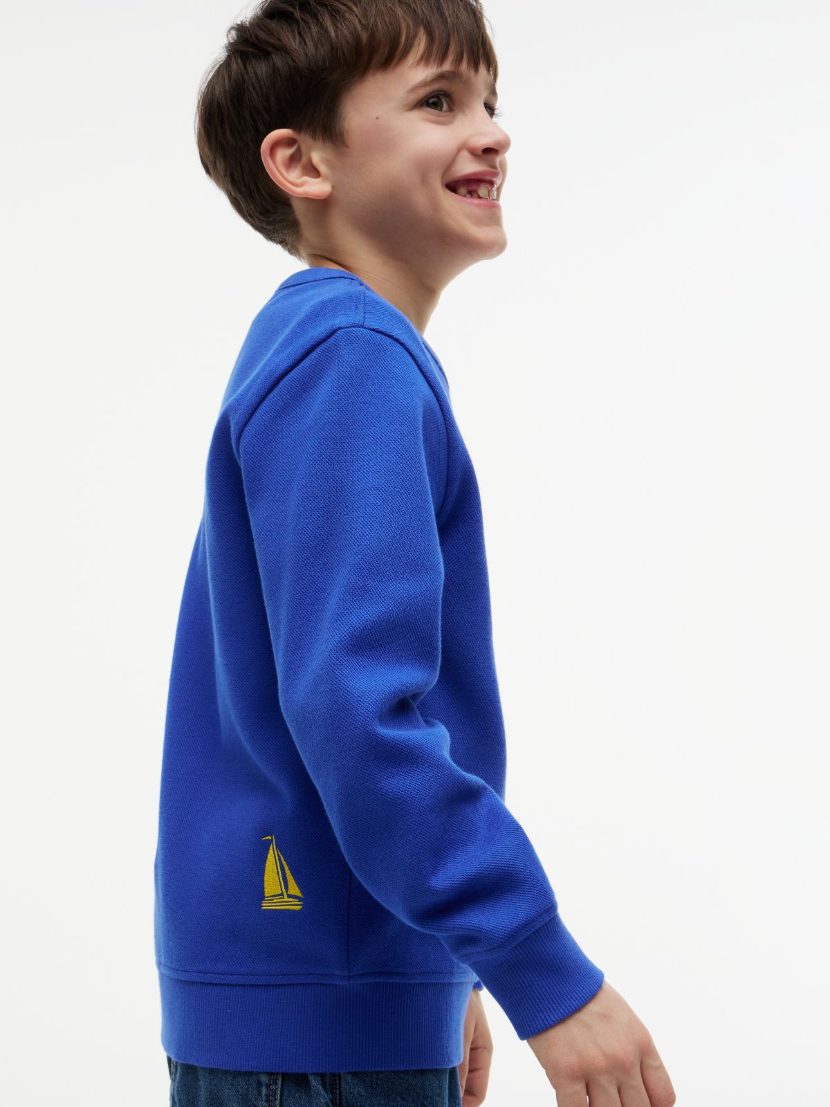 Logo Interlock Pique Sweatshirt — Blue