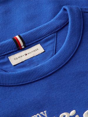blue logo interlock pique sweatshirt for boys tommy hilfiger