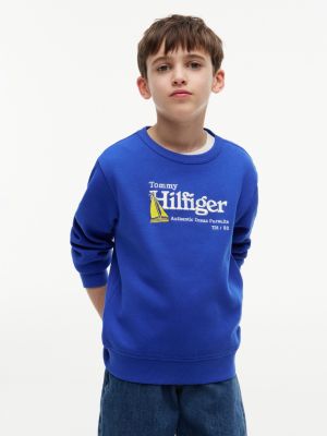 blue interlock piqué sweatshirt met logo voor jongens - tommy hilfiger