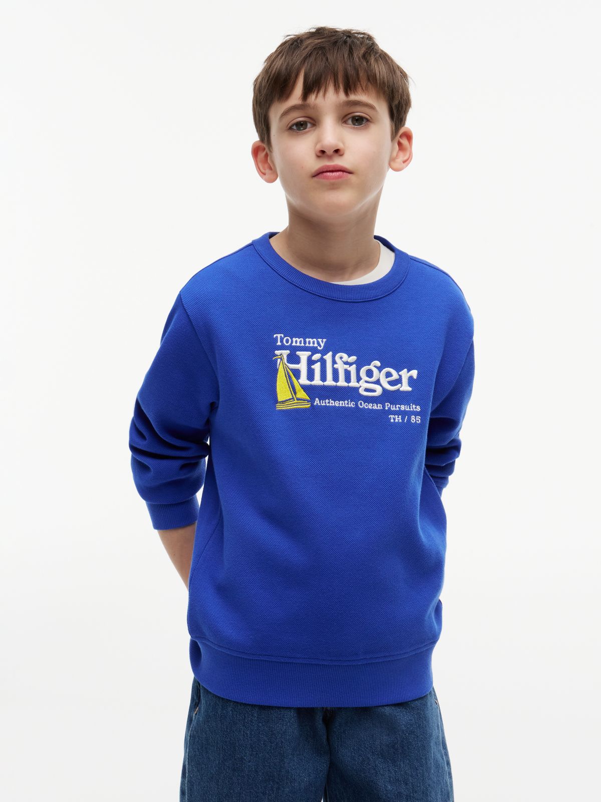 Logo Interlock Pique Sweatshirt — Blue