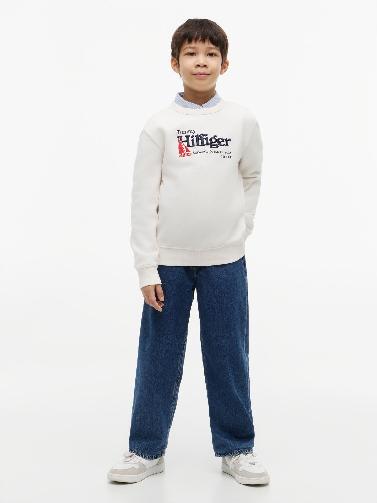 Logo Interlock Pique Sweatshirt — Beige
